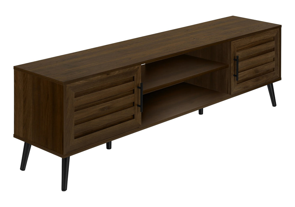 English Elm Tv Stand 72-Inch Console with Mid-Century Black Legs, Large Storage Cabinets & Wire Management Brown 76 L x 20 W x 5 H B2710P219099