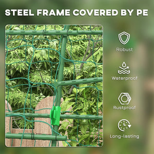 English Elm Outsunny A-frame Garden Arch Trellis Coated Steel Net Supports Climbing Vegetables W2225P174480