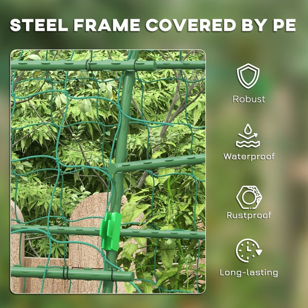 English Elm Outsunny A-frame Garden Arch Trellis Coated Steel Net Supports Climbing Vegetables W2225P174480