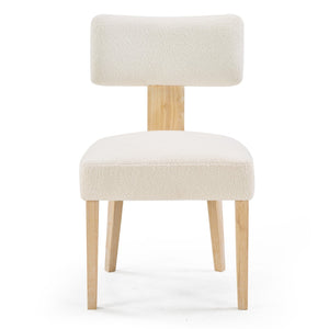 English Elm Wooden Dining Chair Set Teddy Fleece Upholstered Rubberwood Legs for Kitchen or Living Room W1687P372427