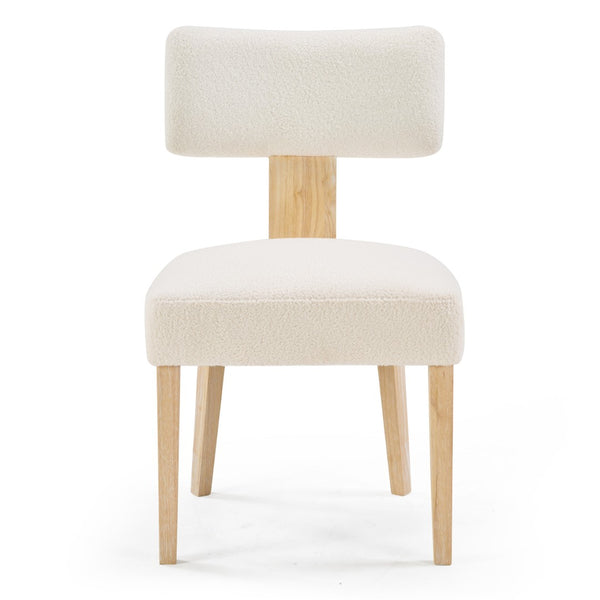 English Elm Wooden Dining Chair Set Teddy Fleece Upholstered Rubberwood Legs for Kitchen or Living Room W1687P372427