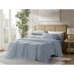 English Elm 4-piece King Nylon Spandex Sheet Set Moisture Wicking Stretch Cool Sleep Bedding Blue B035P408288