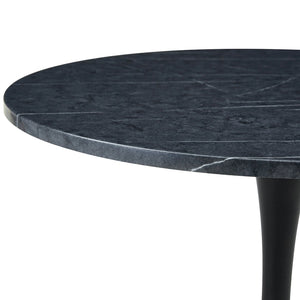 English Elm Round Faux Marble Tulip Pedestal Dining Table Mid Century Modern for Small Bistro Spaces Black+Gery W2920P405346