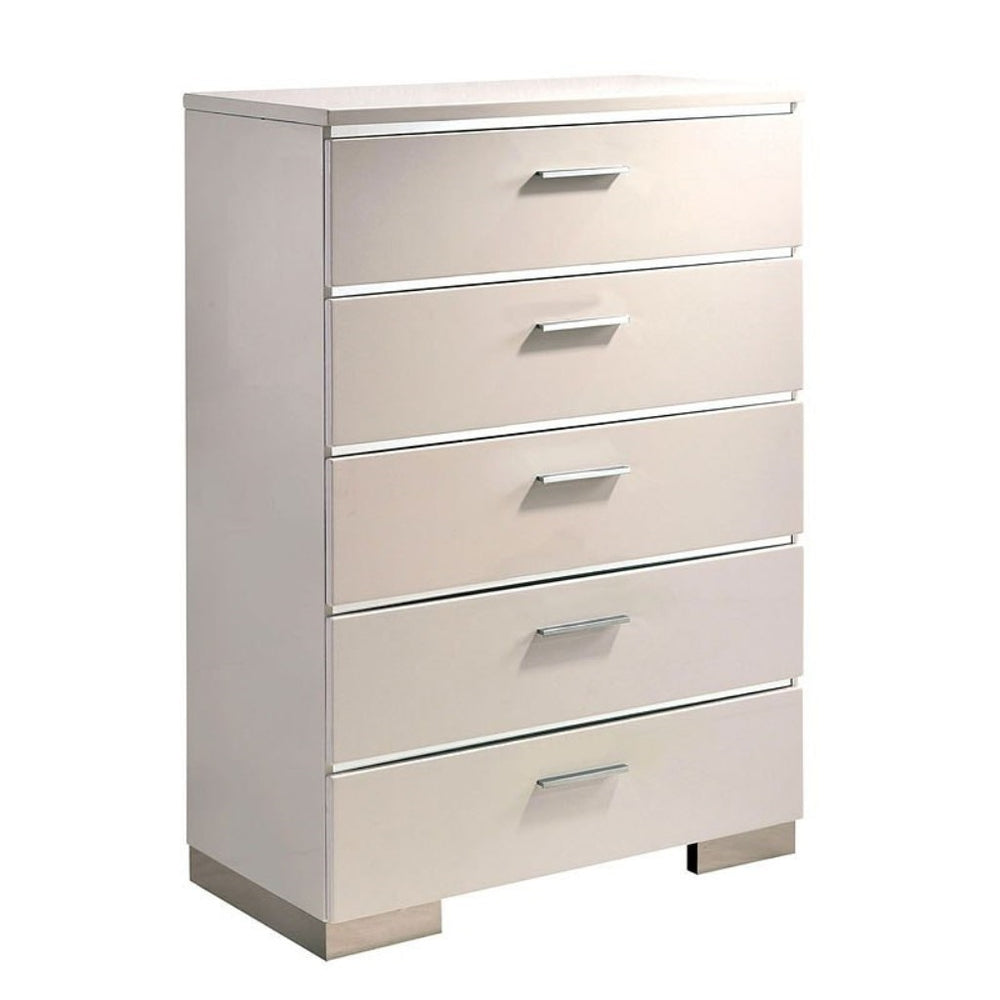 English Elm 1pc Crocodile-Embossed Chest with Diamond-Crusted Handles, Silver-Lined Panels, Glam Contemporary Appeal Chrome,White 39 L x 21 W x 56 H B2741P368138