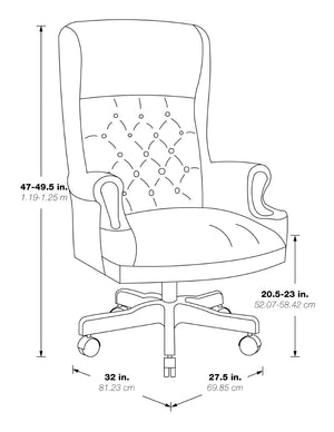 OSP Home Furnishings High Back Queen Anne Executive Chair Tufted Vinyl Upholstery with Lumbar Support TEX228-JT4