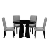 English Elm 5-Piece Round Dining Table Set, 43-Inch Modern Dining Table and 4 Upholstered Chairs For Dining Room, Kitchen Room, Living Room, Easy Assembly