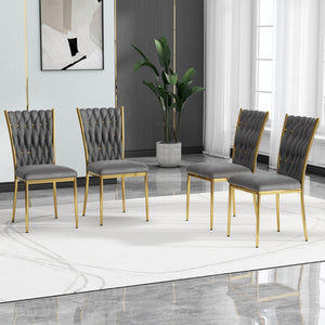English Elm Modern Velvet Upholstered Dining Chairs Set of 2 with Electroplated Legs for Kitchen Dark Gray W210P301593