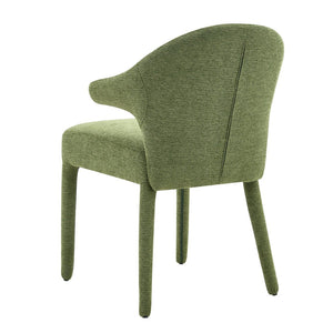 English Elm Modern Chenille Linen Accent Chair Sculptural Hollow Back Swivel Seat for Dining Vanity Green W3493P456222