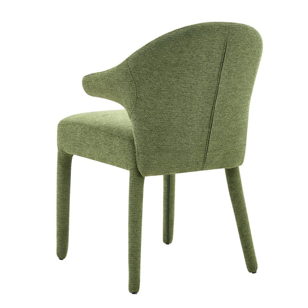 English Elm Modern Chenille Linen Accent Chair Sculptural Hollow Back Swivel Seat for Dining Vanity Green W3493P456222