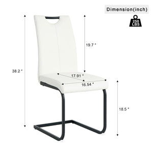 English Elm Modern White Pu Leather Dining Chairs with Black Metal Legs Ergonomic Set of 2 White Pu W210P199091