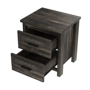 English Elm 4PCS Queen Bedroom Set with Storage Headboard & Built‑In Charging Station, 2 Nightstands, Dresser Antique Gray 54.25 L x 18.75 W x 9.25 H N733S307937A
