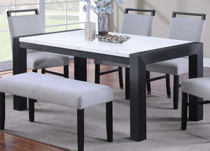 English Elm Modern Dining Table and 6 Side Chairs with Faux Marble Top, Sturdy Thick Legs, Sleek Contemporary Style Charcoal,White 17 L x 6 W x 42 H B011S01874