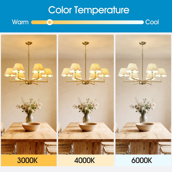 English Elm 8-light Gold Rope Wrapped Fabric Shade Chandelier for Dining and Living Rooms W5008P391565
