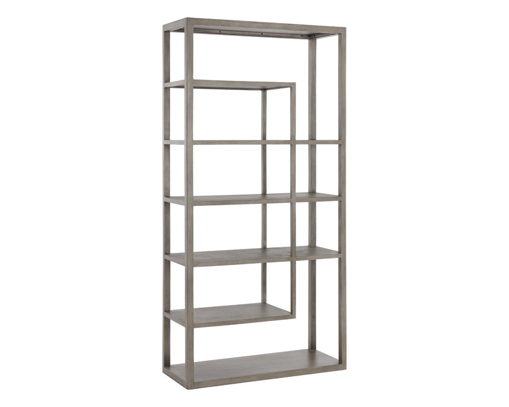 Sunpan KENZIE Bookcase - Stylish Grey Mango Wood Storage with Artisan Craftsmanship for Home & Office Decor 109601