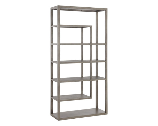 Sunpan KENZIE Bookcase - Stylish Grey Mango Wood Storage with Artisan Craftsmanship for Home & Office Decor 109601