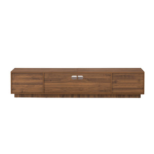 English Elm 78 Inch Walnut Media Console with Slatted Doors Solid Wood Legs and Cable Management N710P374714P