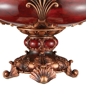 English Elm 10" Polyresin Victorian Fruit Bowl Ornate Marble Inlay Antique Finish Dining Accent B072116417