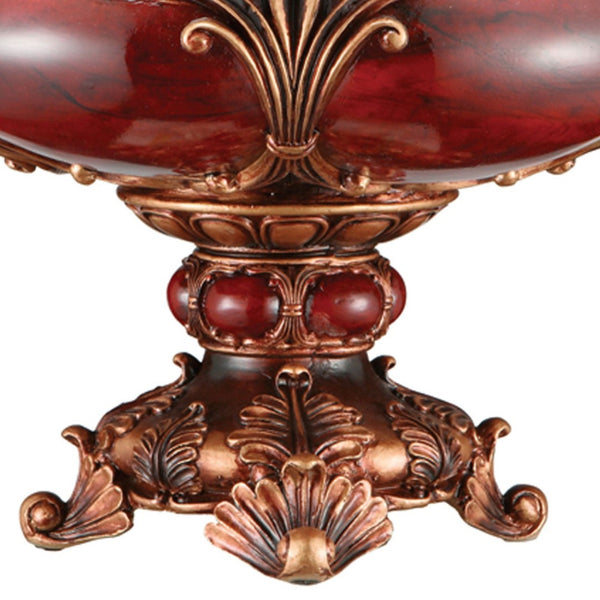 English Elm 10" Polyresin Victorian Fruit Bowl Ornate Marble Inlay Antique Finish Dining Accent B072116417