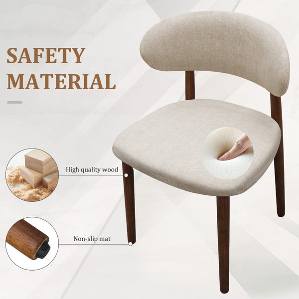 English Elm Warm Grey Flannelette Dining Chair Set Of 4 - Armless, Walnut Legs, Ergonomic Comfort For Any Space T3967P386643-GIGA