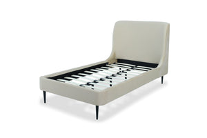 English Elm Twin Velvet Upholstered Bed with Arched Headboard and Sleek Metal Legs for Bedroom Black+Cream B365S00153