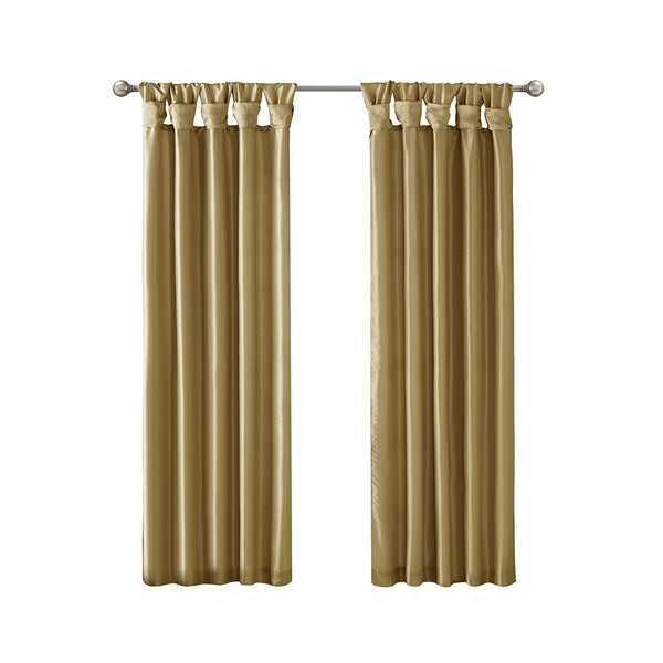 English Elm Twist Emilia Lined Faux Silk Window Curtain Panel 50x108 with Twist Tab Top, Privacy Lining, Sheen Bronze 3 L x 10.04 W x 9.06 H B03598092