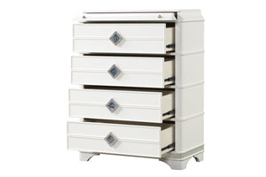 English Elm Laguna Modern 4-Drawer Chest With Hidden Jewelry Storage & Crystal Accents For Stylish Organization G150108979