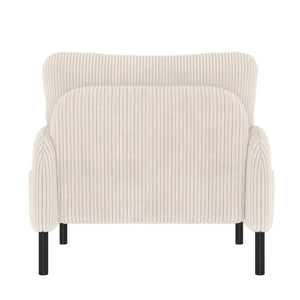 English Elm UNITED Corduroy Accent Chair with Ergonomic Curve, High-Density Foam Seat & Dual Side Pockets for Cozy Living Spaces Beige W1568P307257