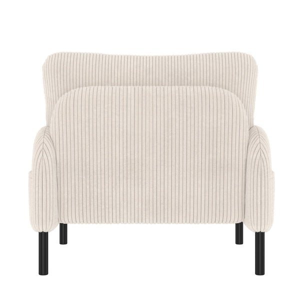 English Elm UNITED Corduroy Accent Chair with Ergonomic Curve, High-Density Foam Seat & Dual Side Pockets for Cozy Living Spaces Beige W1568P307257