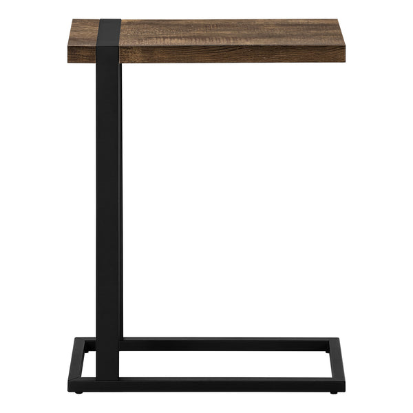 English Elm Accent C-Shaped Side Table with Reclaimed Wood-Look Top and Sleek Metal Frame for Small Spaces Brown 28 L x 13 W x 6 H B2710P219144