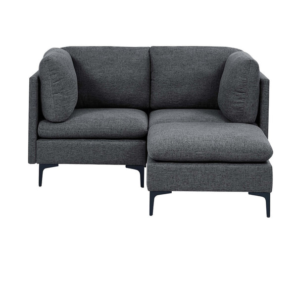 English Elm Linen Upholstered Modular Sectional with Black Metal Legs for Contemporary Living Dark Gray B2748S00104