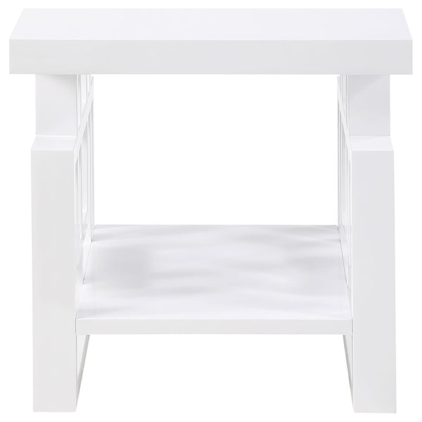 English Elm Fletcher Gloss White Lacquer Coffee and End Table Set for Modern Living Rooms B062S01661