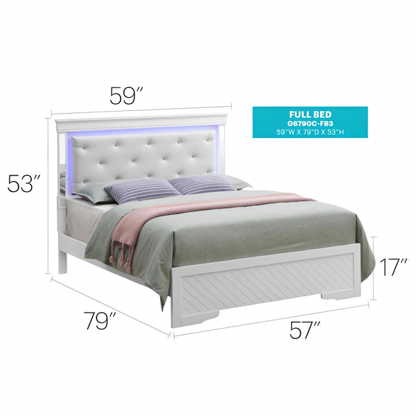 English Elm Chic Champagne Full Bed with Silver Finish, Durable Particle Board Frame, Transitional Style, 57"W B078S00546