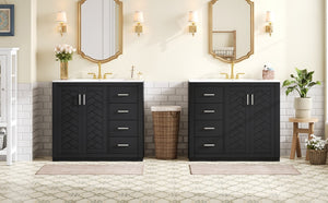 English Elm 72'' Bathroom Vanity Set With Soft-Close Drawers, Elegant Ceramic Sink & Ample Storage Solutions N710SS00013B