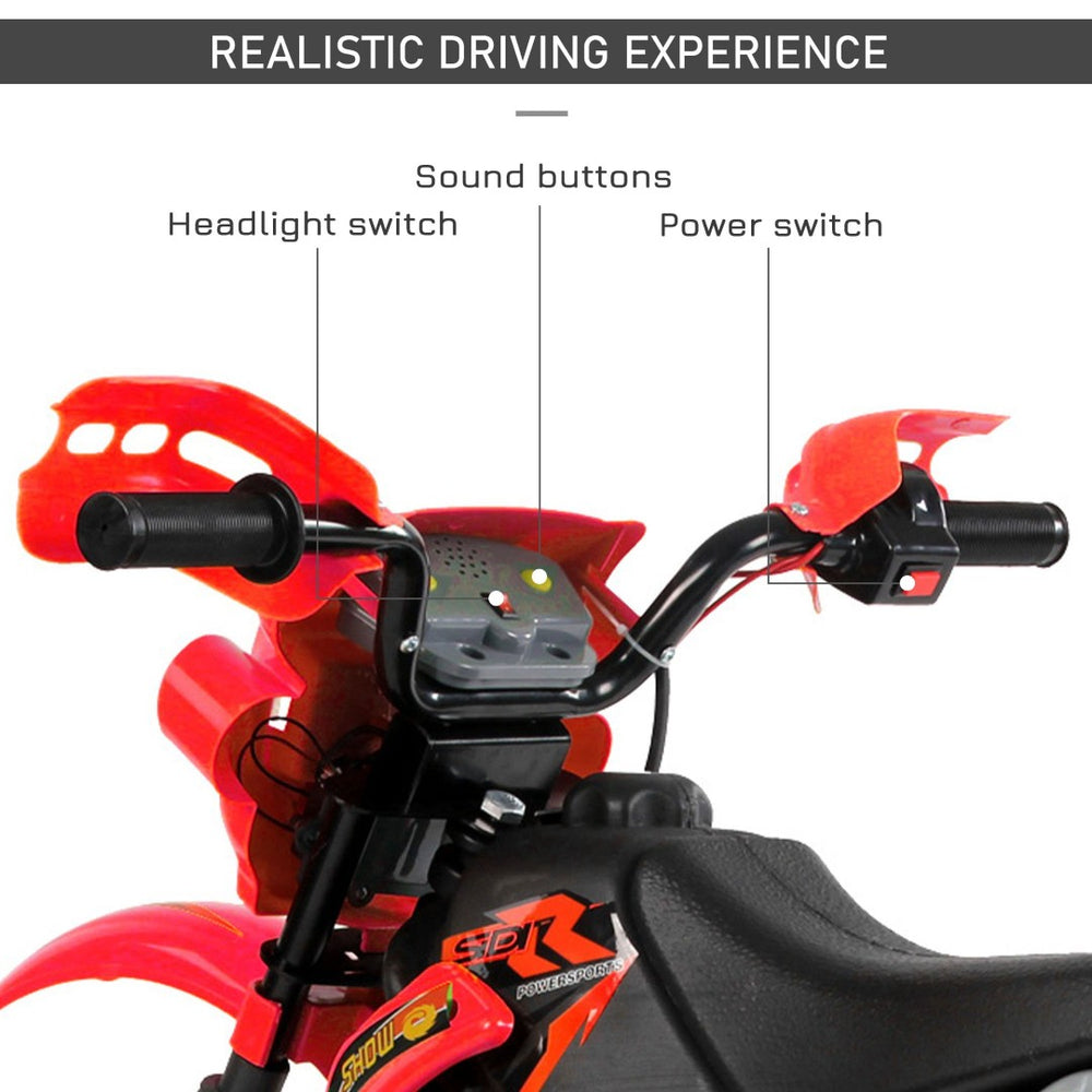 English Elm Motorcycle Kids Electric Ride on Dirt Bike with Training Wheels and Realistic Sound T3971P384331
