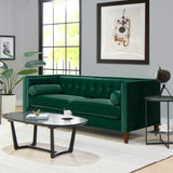 English Elm Jack 84" Modern Tuxedo Tufted Sofa, Evergreen Velvet