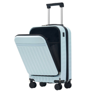 English Elm Front Access Hardside 3 Piece Travel Set with Usb Port Spinner Wheels and Tsa Lock Light Blue N732P326130N