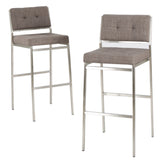 Christopher Knight Home® - Noble House - Qyto Light Grey Fabric Barstools (Set of 2)