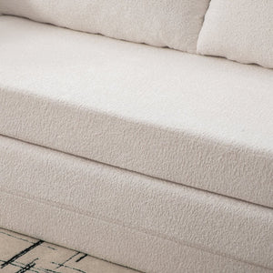 English Elm 71" Chenille Pull Out Sleeper Loveseat Convertible Floor Couch for Dorm or Guest Bedroom Ivory W3118P388899