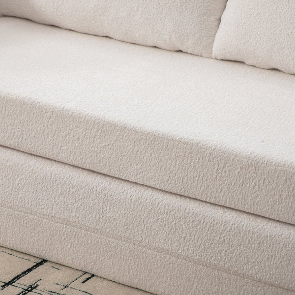 English Elm 71" Chenille Pull Out Sleeper Loveseat Convertible Floor Couch for Dorm or Guest Bedroom Ivory W3118P388899