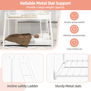 English Elm Metal Twin Over Full Bunk Bed With Removable Stairs, Heavy-Duty Frame & 12" Under-Bed Storage Space W1935P195937