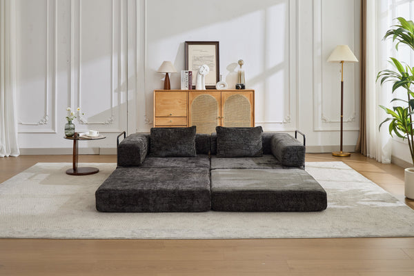 English Elm Compression Convertible Floor Sofa Bed - Flexible Modular Chenille Loveseat For Small Spaces, No Assembly! W3723P345650