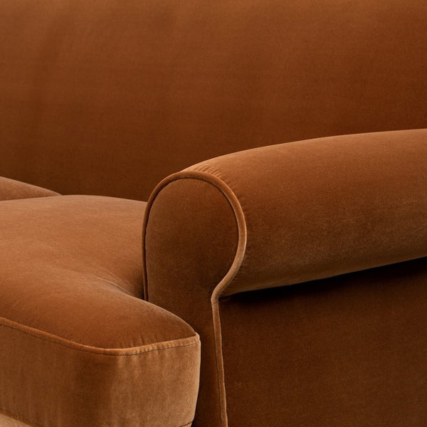 English Elm Alana Velvet Three Cushion Sofa Hardwood Frame Tight Back Living Room Seating B2719P479037