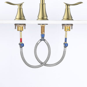 English Elm 2-Handle Widespread Bathroom Sink Faucet - Elegant Brushed Gold With 360° Swivel Spout & Durability T3177P277517