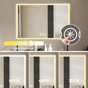 English Elm 48*32In Led Framed Bathroom Vanity Mirror - Anti-Fog, Adjustable Lighting, Durable & Stylish Design W2709P268900