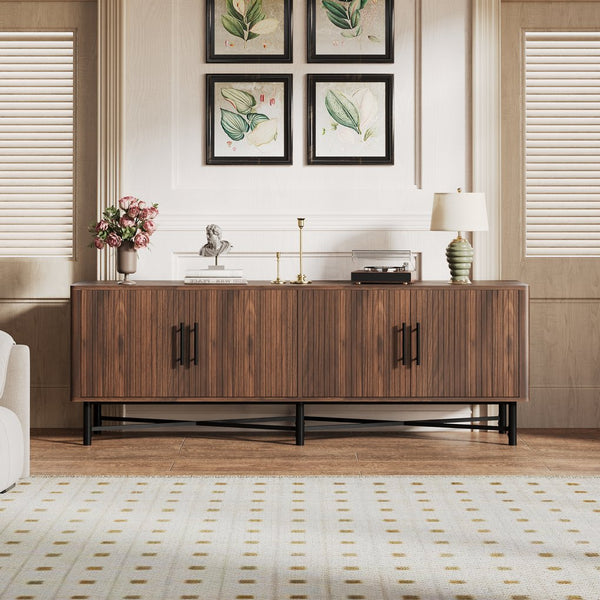 English Elm Christopher Knight Home® - Functional TV Cabinet with 4 Doors and Adjustable Shelves, Cable Management, Sturdy 66" Media Console Chestnut N779P296236C