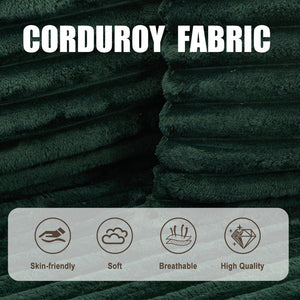 English Elm Oversized Corduroy Cloud Couch Convertible Sleeper Sofa with Memory Foam Seating Emerald W395S00120