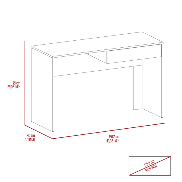 English Elm Acre Modern Writing Computer Desk With Hidden Drawer - Sleek Design For Home Offices & Small Spaces B20091886