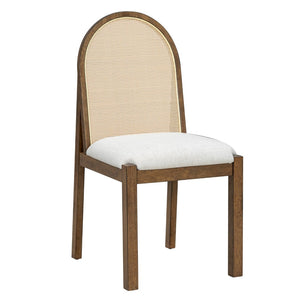 English Elm Trexm Farmhouse Oval Dining Set Seats Six with Rattan Back Chairs Oak Veneer Table Beige,Light Brown ST000157AAP