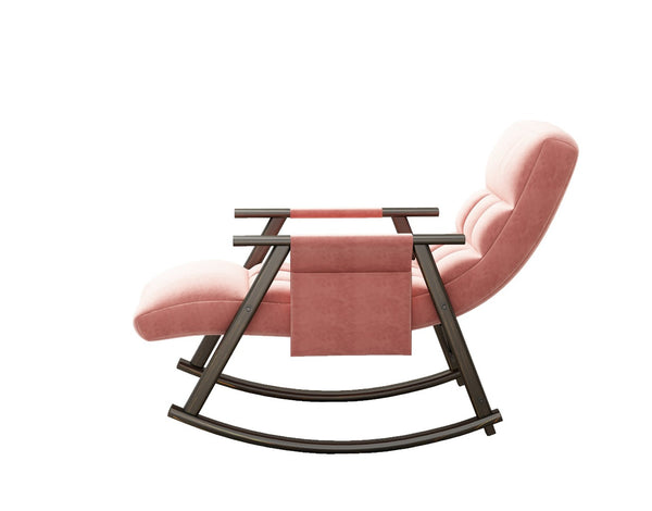 English Elm 42"l Folding Rocking Chair Iron Frame Cushioned High Back Adjustable Footrest Lounge W1669P163323