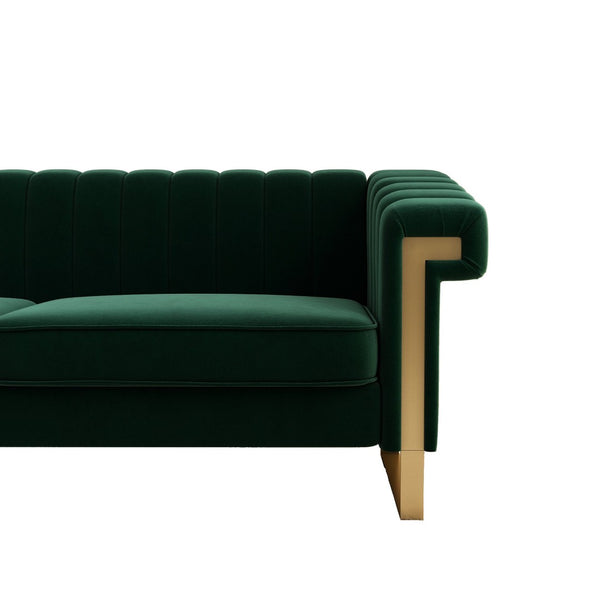 English Elm Fx-p81-zj-rg2 Channel Tufted Velvet Sofa with Gold Accents for Modern Living Rooms W576137039